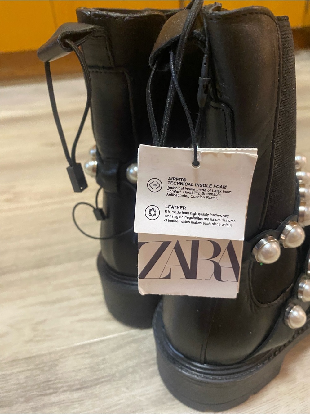 Zara Black Ankle Boots with Silver Pearl & Stud Straps - Picture 16 of 16